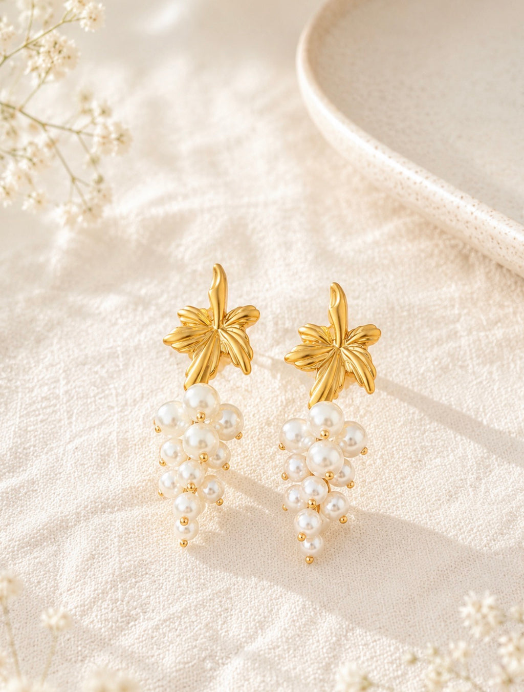 Floral French Grape Cluster Earrings