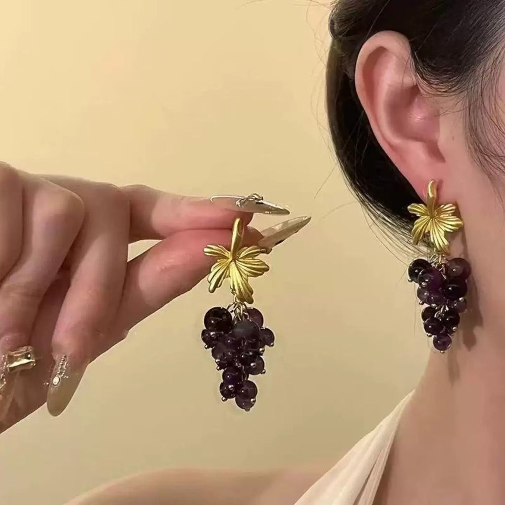 Floral French Grape Cluster Earrings