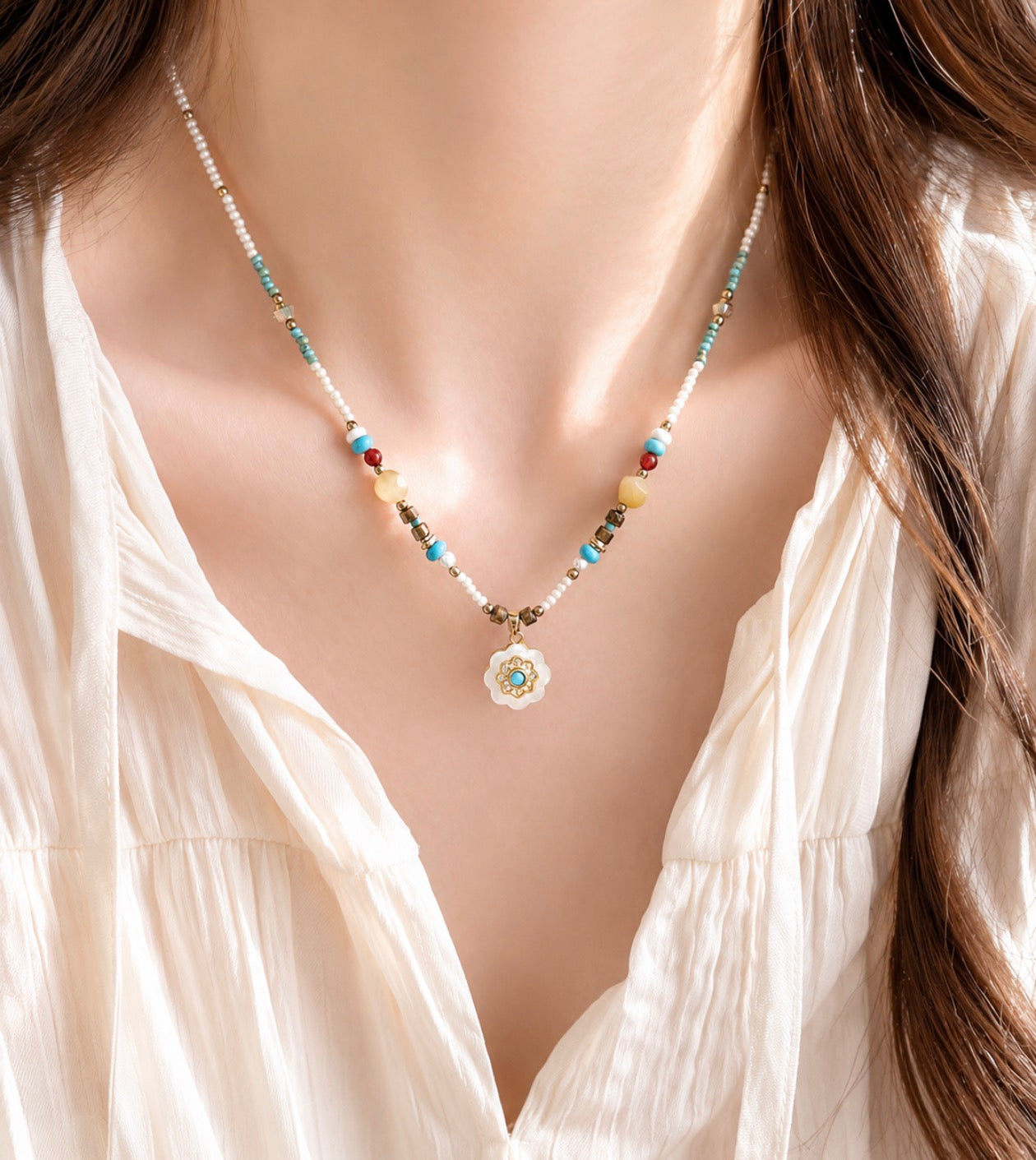 Meadow Bloom Beaded Necklace