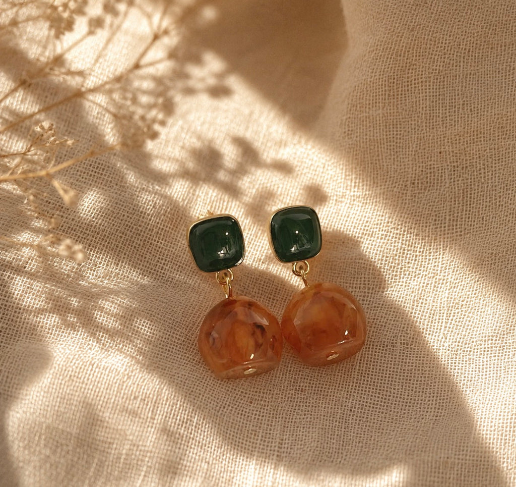 Forest Amber Drop Earrings