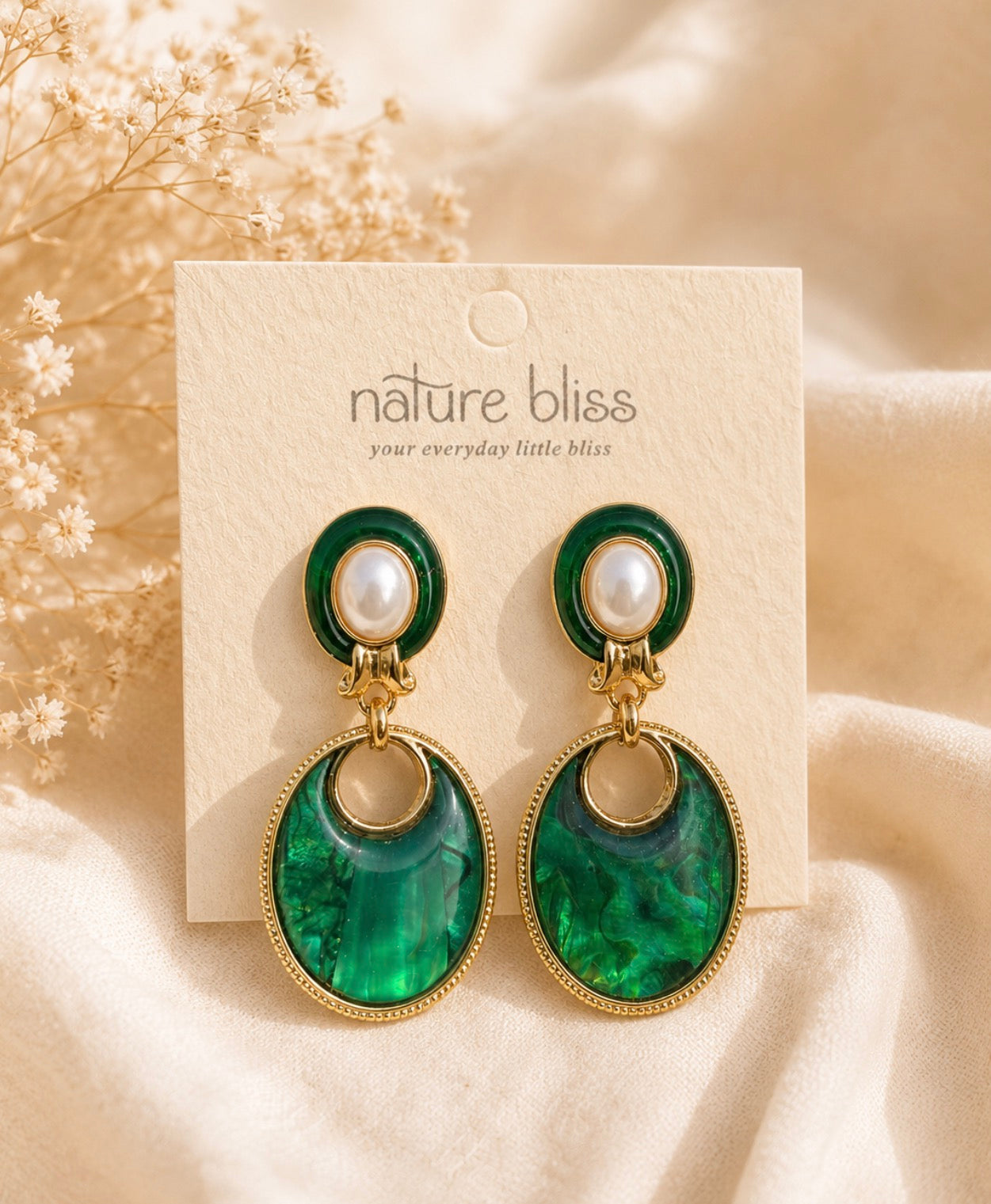 Green Aura Drop Earrings