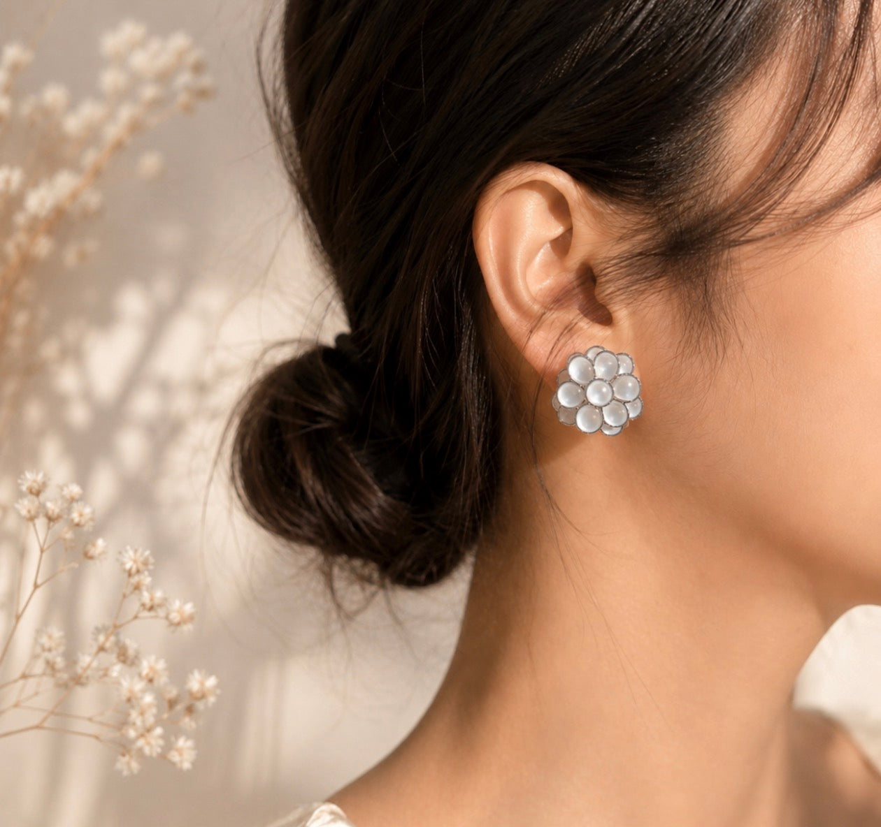 Moonlight Pearl Cluster Earrings
