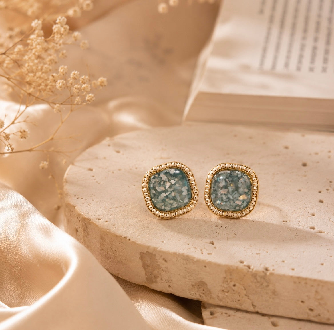 Icy Blue Glow Stud Earrings