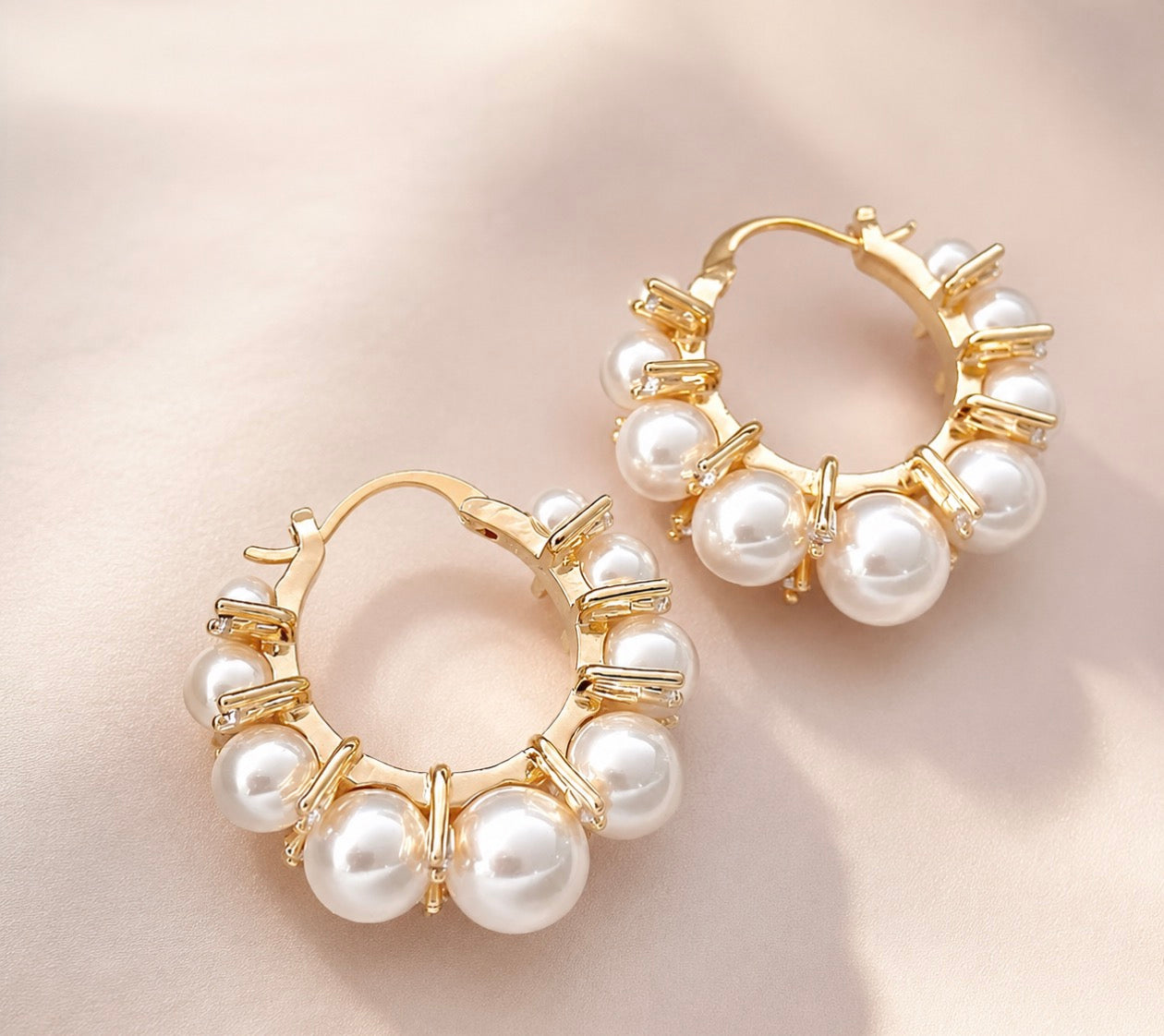 Pearl Halo Hoop Earrings