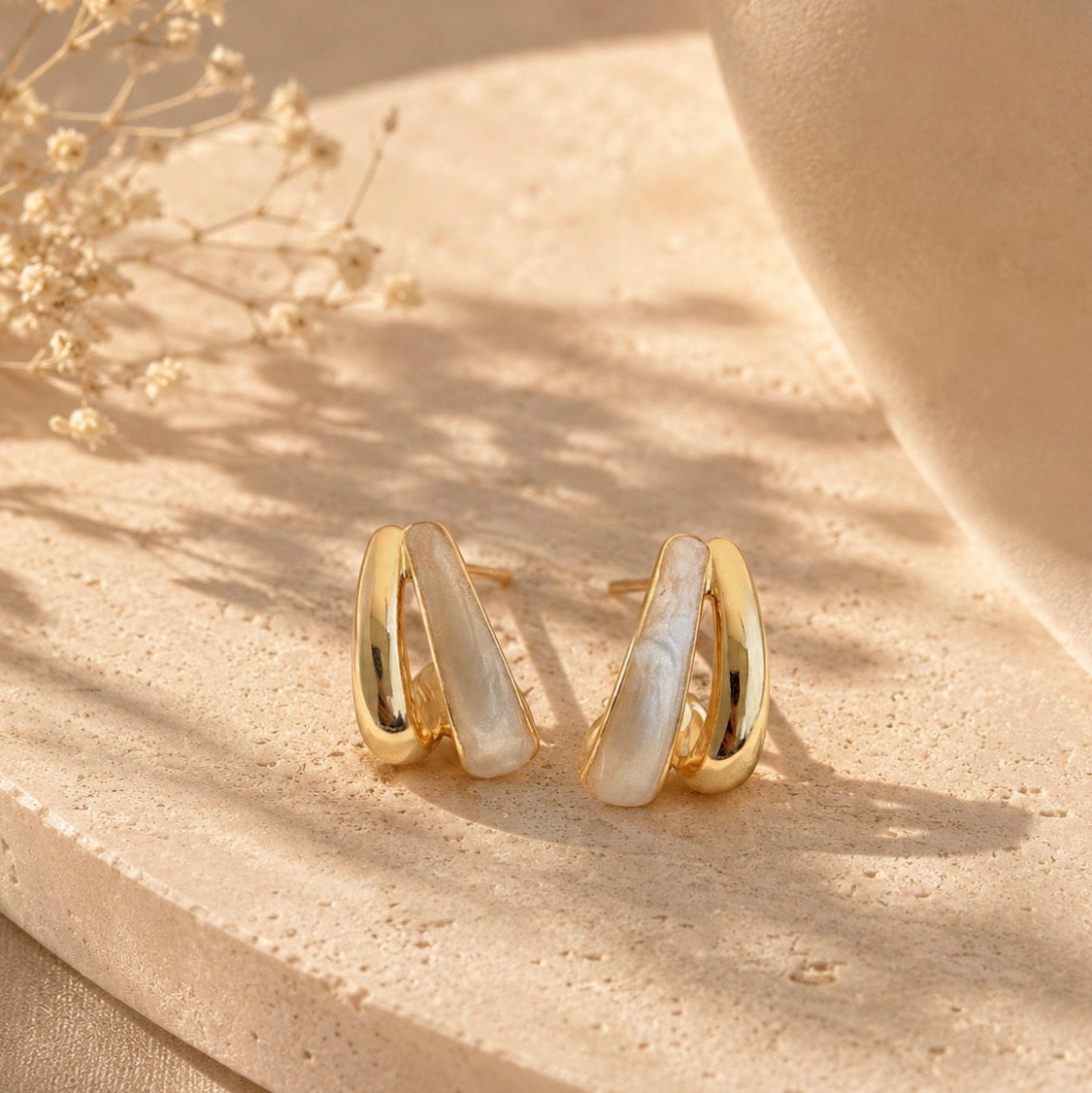 Ivory Shell Stud Earrings