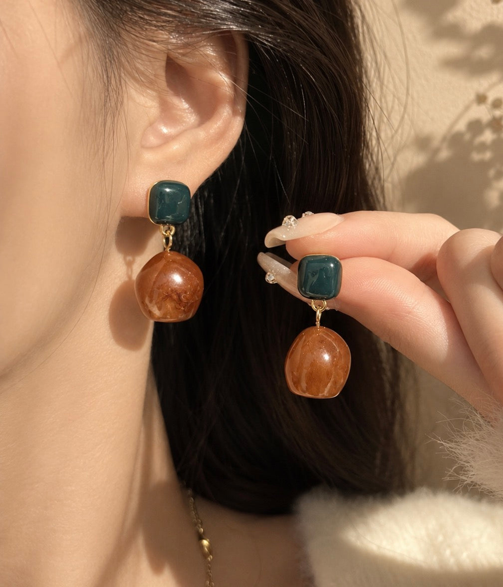 Forest Amber Drop Earrings