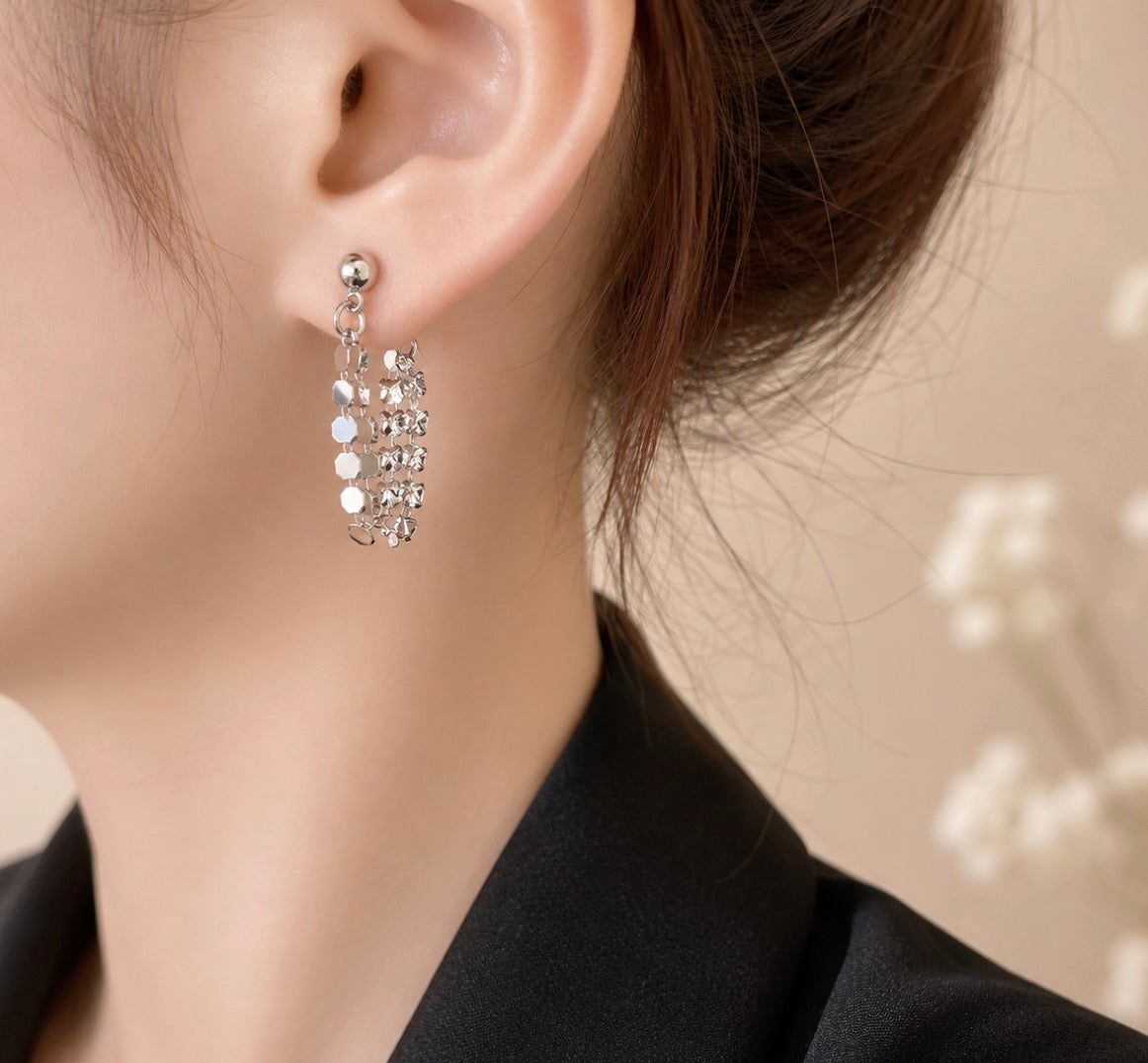 Golden/ Silver Bead Chain Earrings