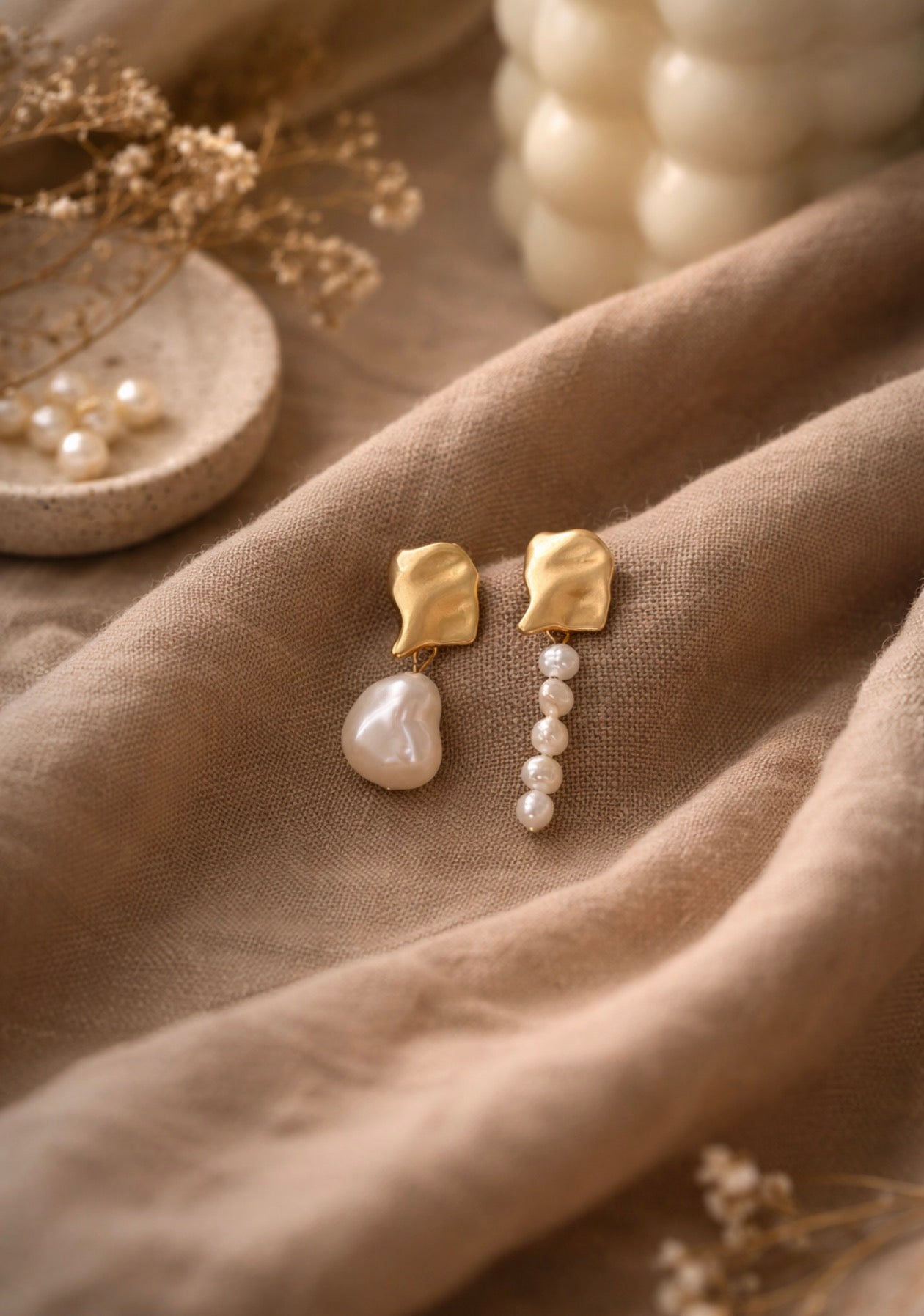 Pearl Chain Drop Earrings
