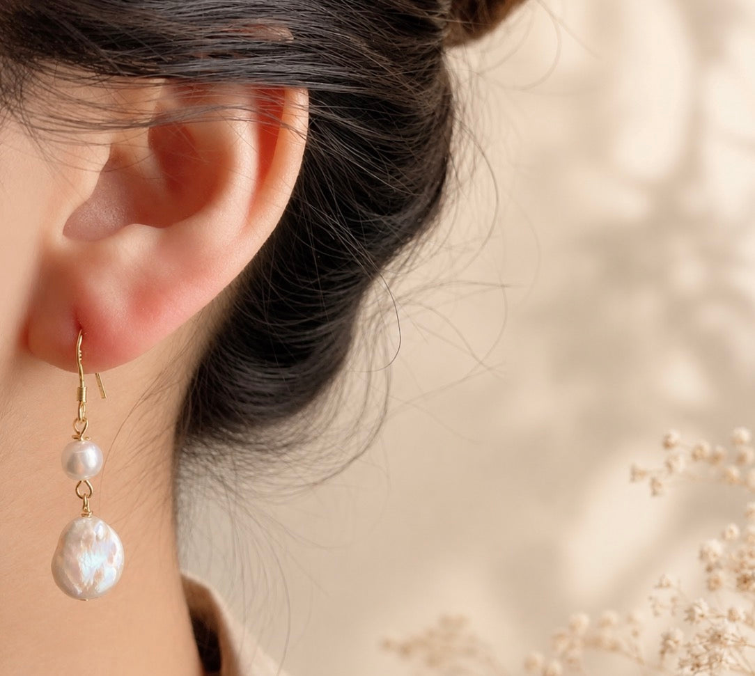 Golden Pearl Cascade Earrings