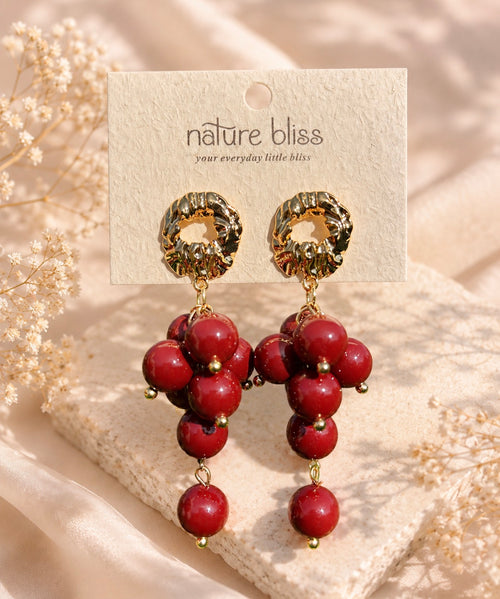 Brownie Wine Grape Beaded Earrings