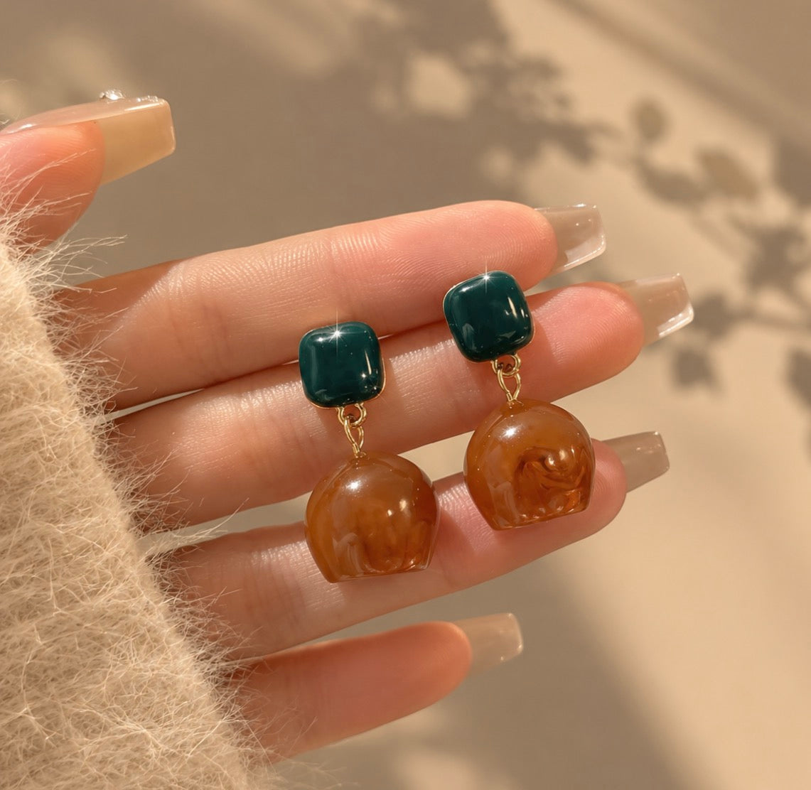 Forest Amber Drop Earrings