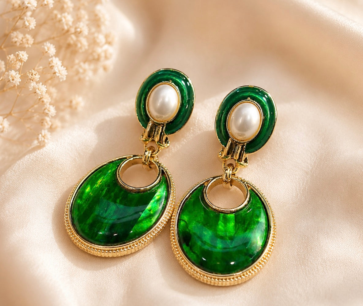 Green Aura Drop Earrings