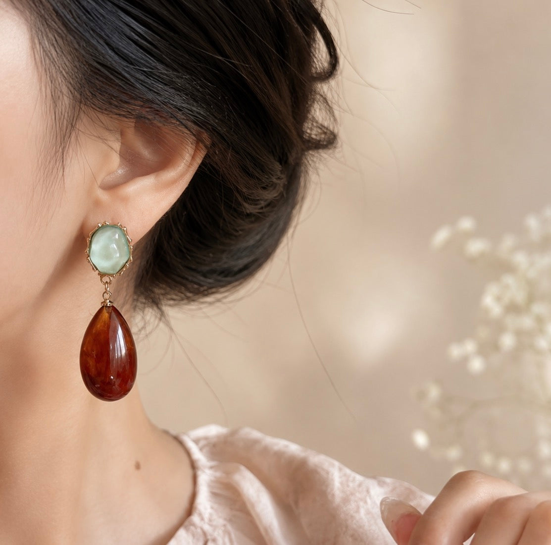 Amber Glow Drop Earrings