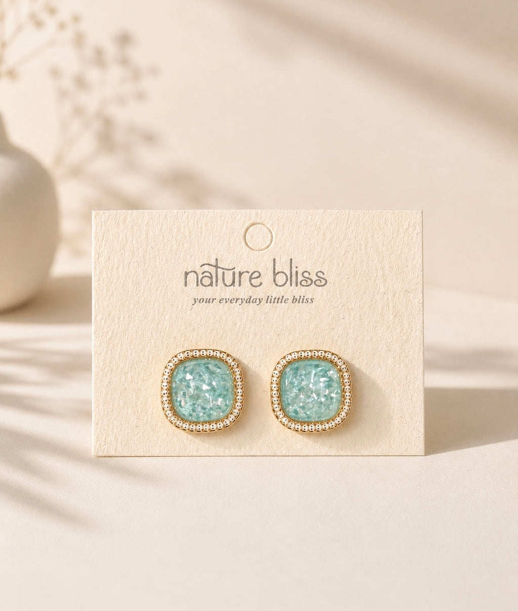 Icy Blue Glow Stud Earrings