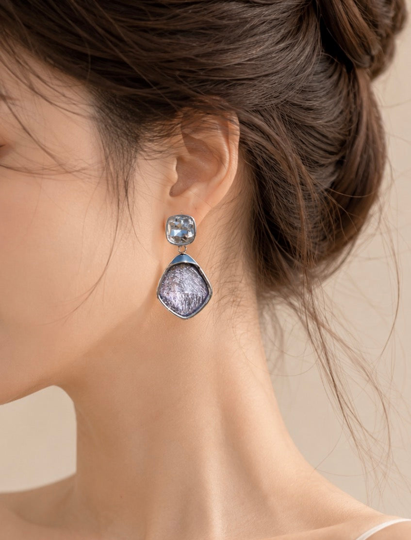 Amethyst/ Silver Mist Earrings