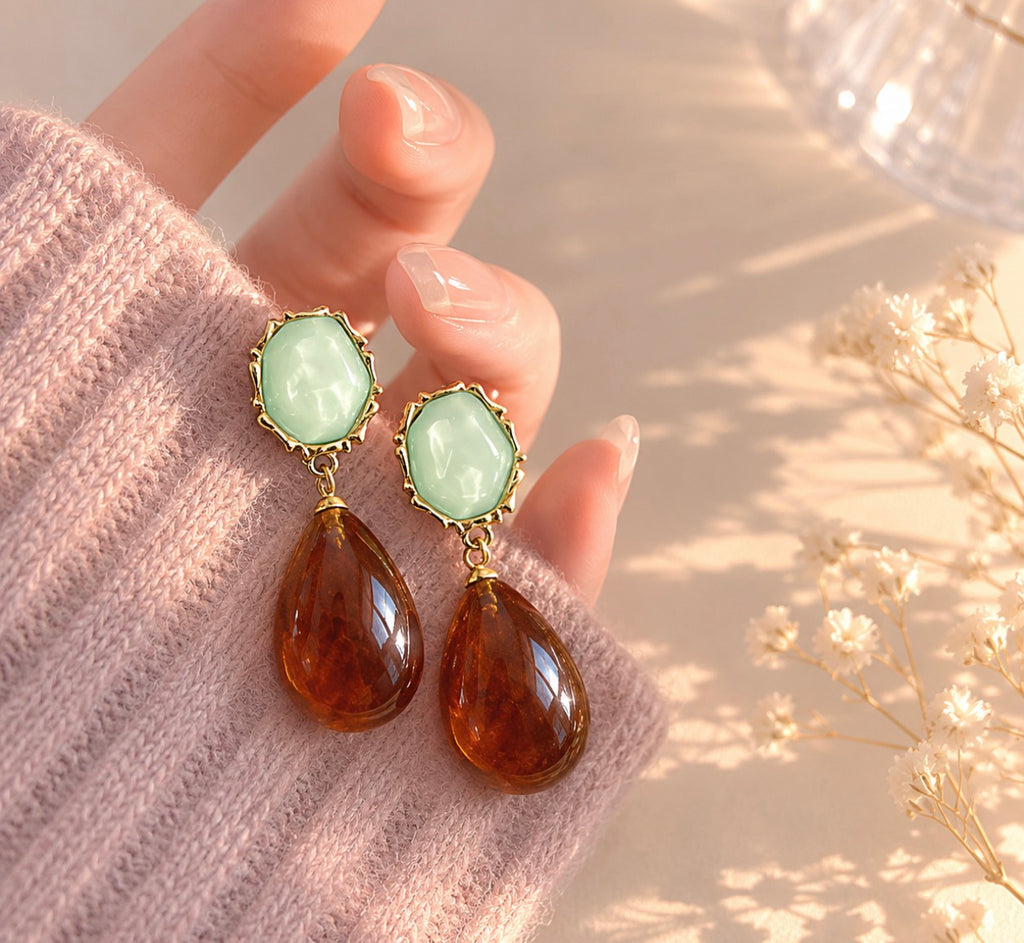 Amber Glow Drop Earrings