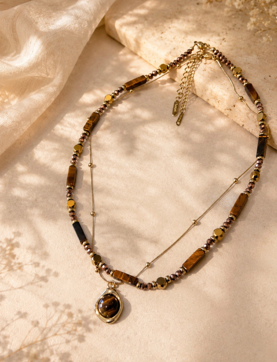 Double Layer Golden Earth Charm Necklace