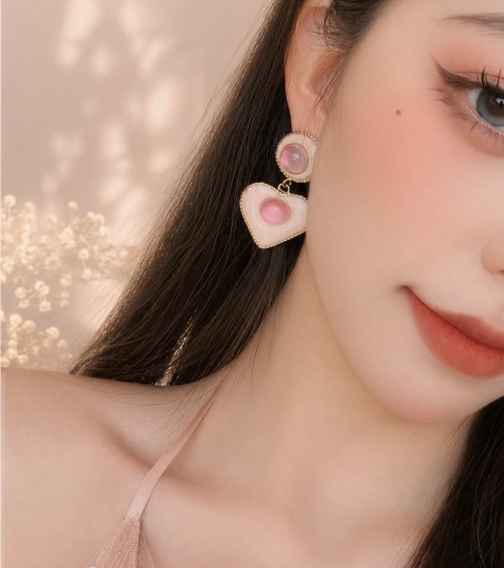 Soft Candy/ Ocean Heart Earrings