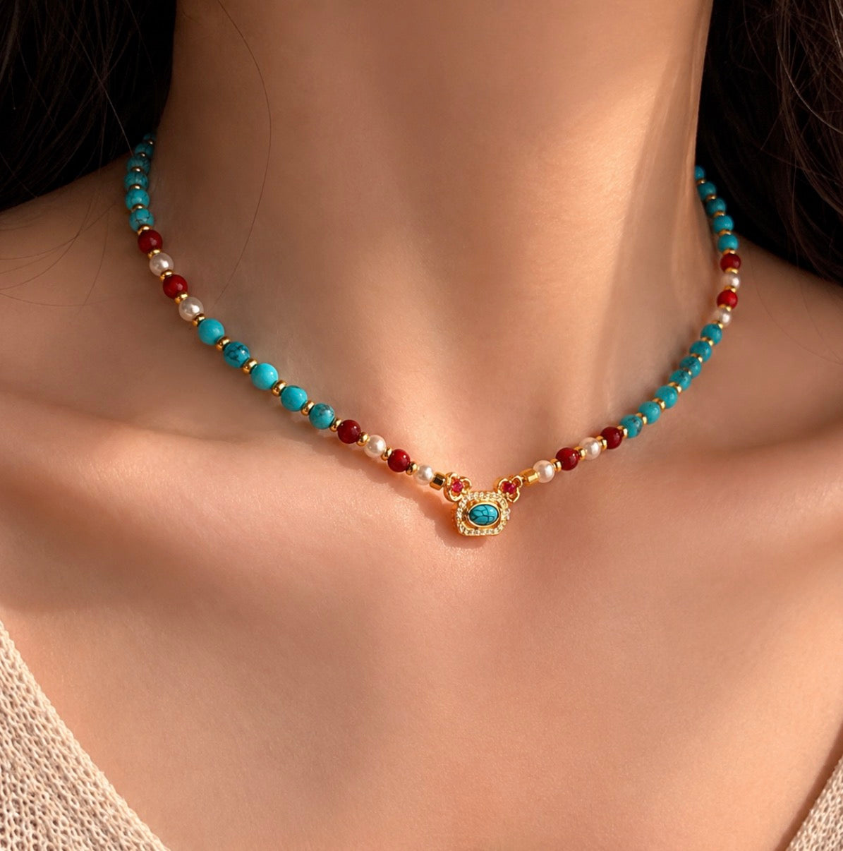 Sunlit Trail Beaded Necklace