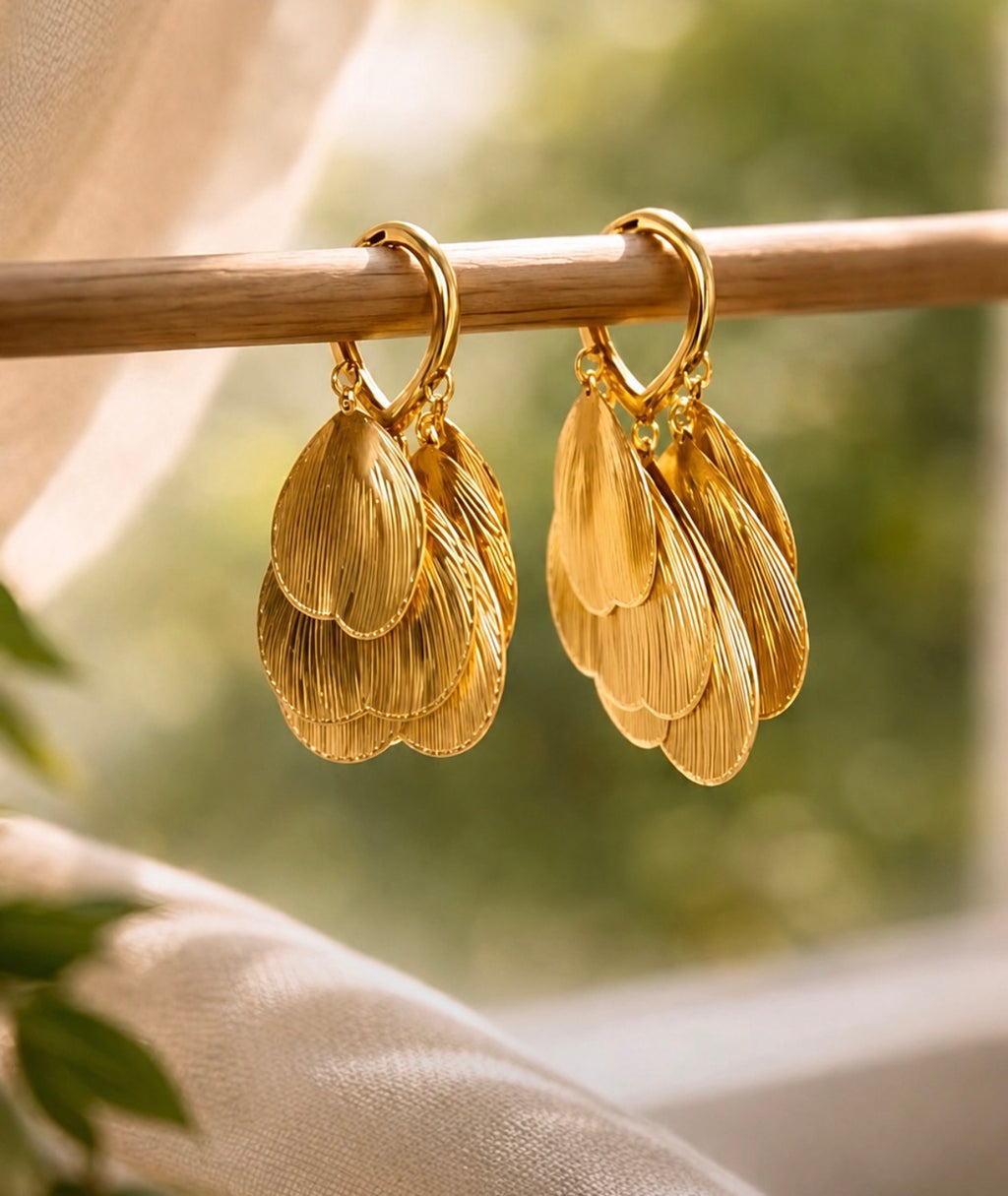 Golden Ripple Disc Earrings