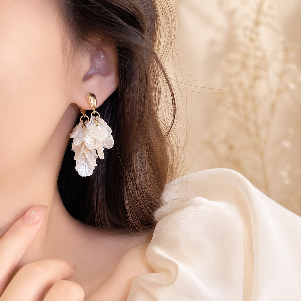 Ivory Blossom Drop Earrings