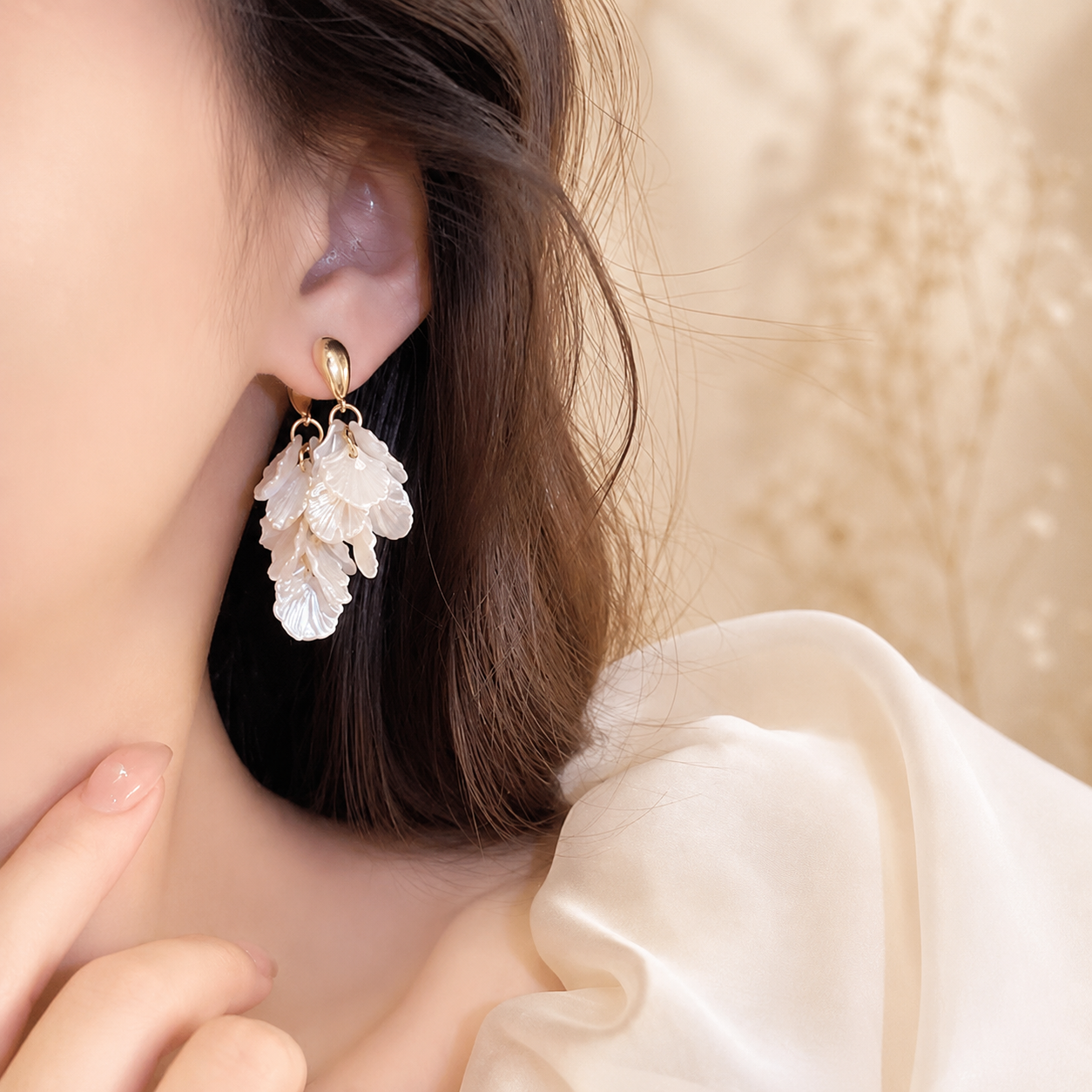 Ivory Blossom Drop Earrings