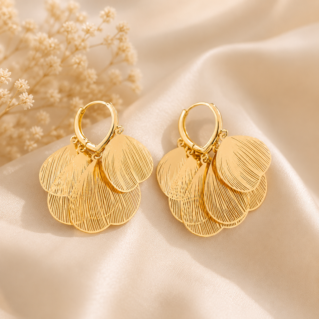 Golden Ripple Disc Earrings