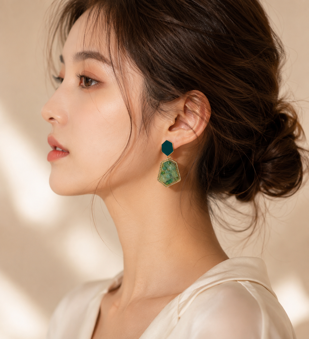 Emerald/ Ivory Garden Drop Earrings